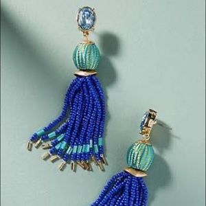 Anthropologie blue and green beaded dangle earring